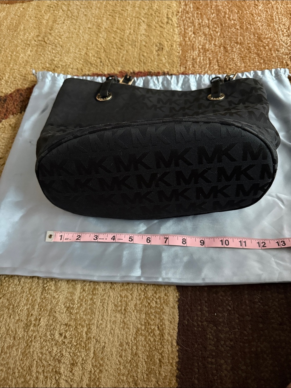 Michael Kors Black MK Logo Shoulder Bag with detachable leather straps
